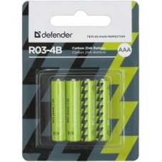 Батарея AAA DEFENDER R03-4B солевая (4 штуки в блистере)
