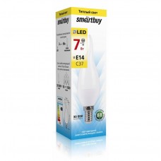 Лампа светодиодная Свеча C37 на ветру матовая - C37-07W/3000/E14 Smartbuy (10/100)